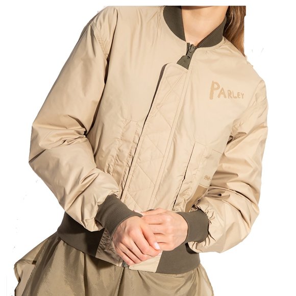 Adidas women's Parley Bomber Jacket- Dark Khaki-Green - Picture 1 of 11